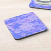 Camouflage pastel blauw Abstract patroon Bier Onderzetter (Linkerzijde)