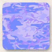 Camouflage pastel blauw Abstract patroon Bier Onderzetter (Voorkant)