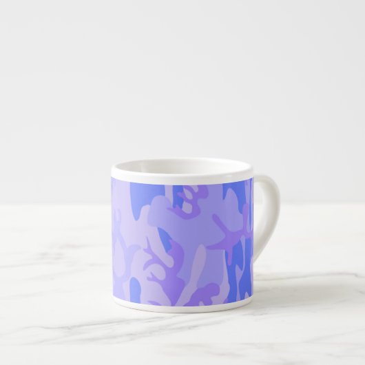 Camouflage pastel blauw Abstract patroon Espresso Kop (Voorkant rechts)