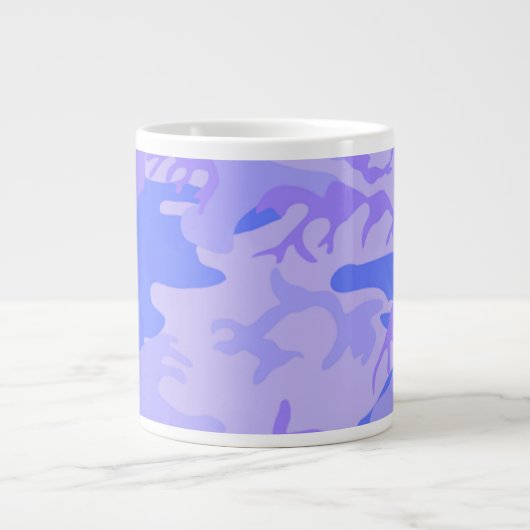 Camouflage pastel blauw Abstract patroon Grote Koffiekop (Voorkant)