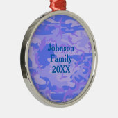 Camouflage pastel blauw Abstract patroon Metalen Ornament (Rechts)