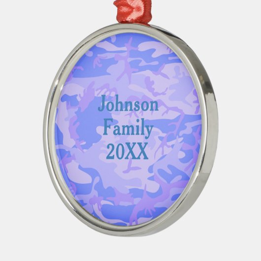 Camouflage pastel blauw Abstract patroon Metalen Ornament (Links)