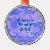 Camouflage pastel blauw Abstract patroon Metalen Ornament (Voorkant)