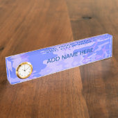 Camouflage pastel blauw Abstract patroon Naambordje (Zijkant)