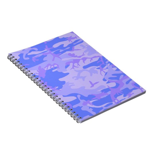 Camouflage pastel blauw Abstract patroon Notitieboek (Rechterzijde)