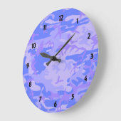 Camouflage Pastel Blauw Abstract Patroon Rond Grote Klok (Hoek)