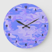 Camouflage Pastel Blauw Abstract Patroon Rond Grote Klok (Voorkant)