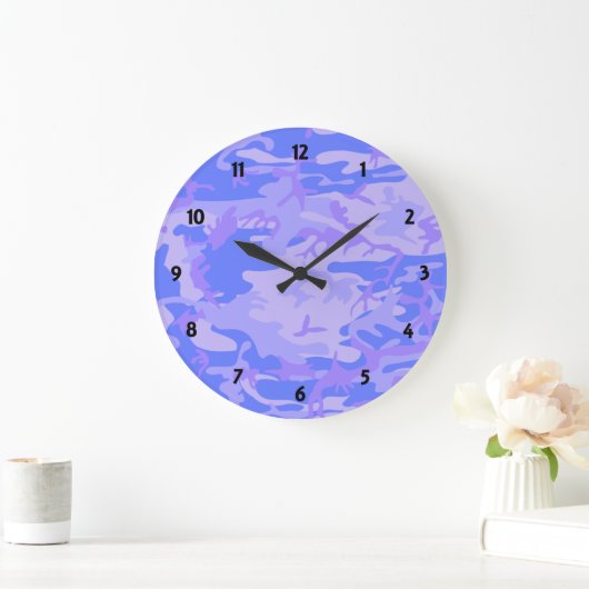 Camouflage Pastel Blauw Abstract Patroon Rond Grote Klok (Huis)