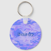 Camouflage pastel blauw Abstract patroon Sleutelhanger (Voorkant)