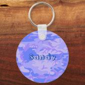 Camouflage pastel blauw Abstract patroon Sleutelhanger (Voorkant)