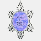 Camouflage pastel blauw Abstract patroon Tin Sneeuwvlok Ornament (Rechts)