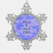 Camouflage pastel blauw Abstract patroon Tin Sneeuwvlok Ornament (Voorkant)