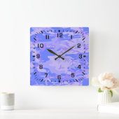 Camouflage pastel blauw Abstract patroon Vierkante Klok (Huis)