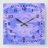 Camouflage pastel blauw Abstract patroon Vierkante Klok (Voorkant)