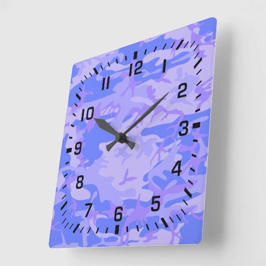 Camouflage pastel blauw Abstract patroon Vierkante Klok (Hoek)