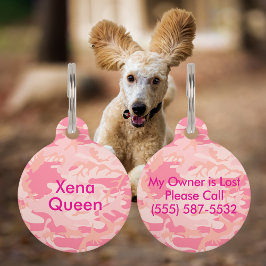 Camouflage Pastel Roze Abstract Huisdier Naam Huisdierpenning