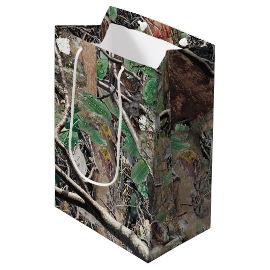 Camouflage Patroon 4 jagen Medium Cadeauzakje (Voorkant Gekanteld)