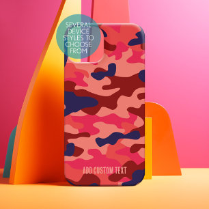 Camouflage Patroon - Blauw koraal met bloktekst iPhone 14 Hoesje