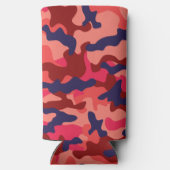 Camouflage Patroon - Blauw koraal met bloktekst Seltzer Blikjeskoeler (Achterkant)