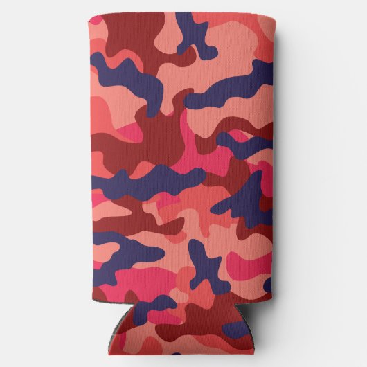 Camouflage Patroon - Blauw koraal met bloktekst Seltzer Blikjeskoeler (Achterkant)