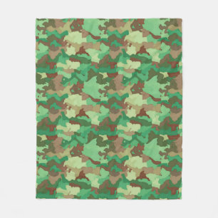 Camouflage Patroon, Groen, Bruin en Tan Fleece Deken