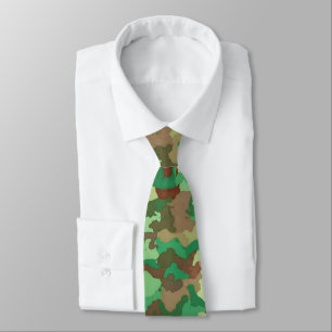Camouflage Patroon, Groen, Bruin en Tan Stropdas