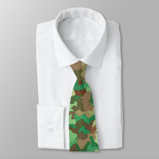 Camouflage Patroon, Groen, Bruin en Tan Stropdas (Gebonden)
