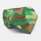 Camouflage Patroon, Groen, Bruin en Tan Stropdas (Opgerold)
