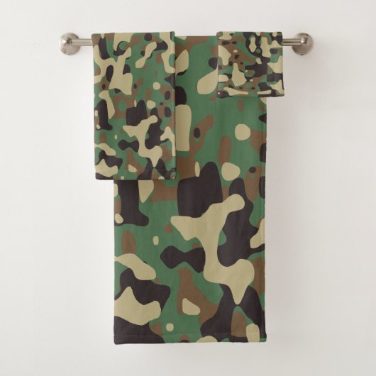 Camouflage Patroon Groen Leger Vermoeidheid Ontwer Bad Handdoek (Insitu)