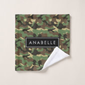 Camouflage Patroon, Militaire Patroon, Jouw naam Bad Handdoek (Wasdoekje)