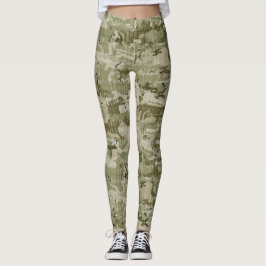Camouflage Patroon voor groene, aardekleurige kleu Leggings