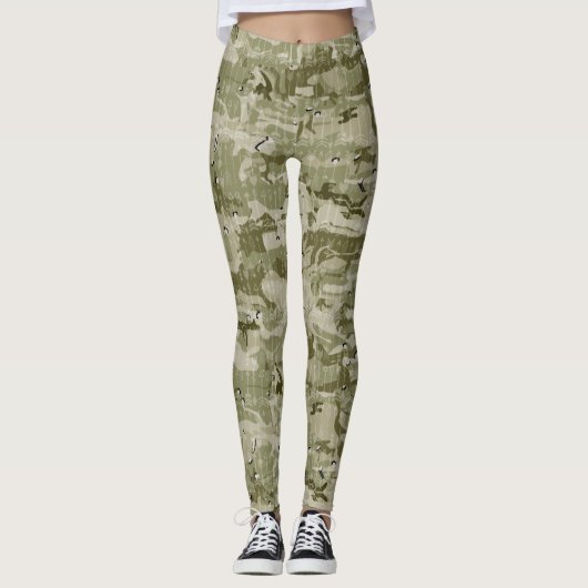Camouflage Patroon voor groene, aardekleurige kleu Leggings (Voorkant)