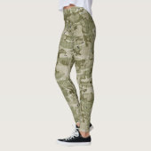 Camouflage Patroon voor groene, aardekleurige kleu Leggings (Links)