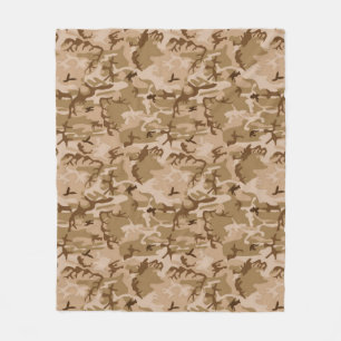 Camouflage Patroon, Woestijn Tan en Bruin Fleece Deken