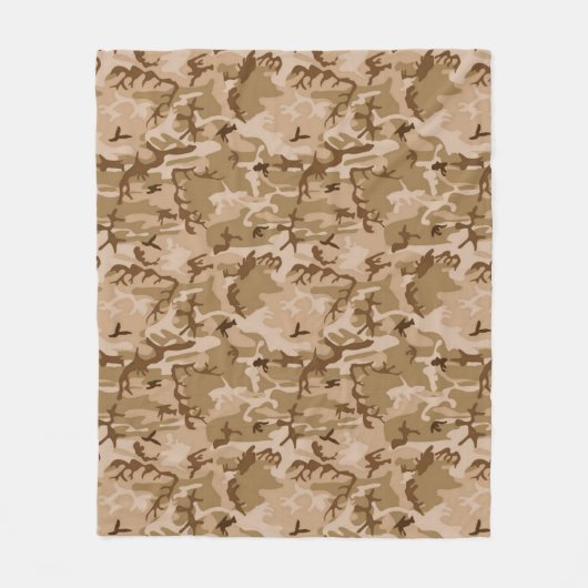 Camouflage Patroon, Woestijn Tan en Bruin Fleece Deken (Voorkant)