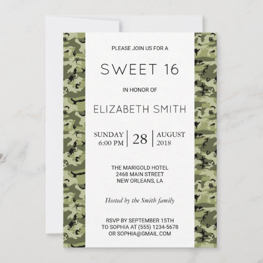 Camouflage Pattern, Camo, Militair, zoet 16 Kaart (Voorkant)