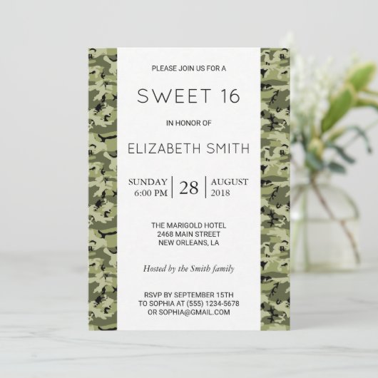 Camouflage Pattern, Camo, Militair, zoet 16 Kaart (Staand voorkant)