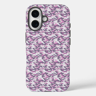 Camouflage Pattern in double Gray and Pink iPhone 16 Hoesje