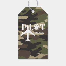 Camouflage Pilot typografie, gepersonaliseerd Cadeaulabel