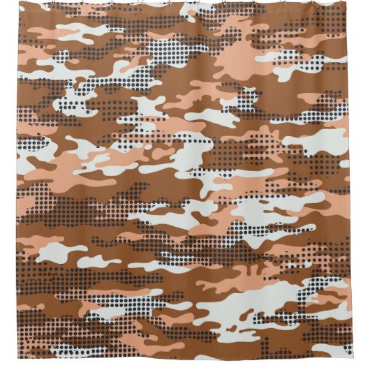 Camouflage Polka Dot: Abstract naadloos. Douchegordijn (Voorkant)