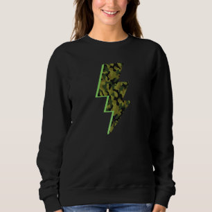 Camouflage Print Lightning Bolt Green Army Afdrukk Trui