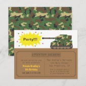 Camouflage Print Tank Boy Birthday Party Kaart (Voorkant / Achterkant)