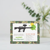 Camouflage Print Verfbal Verjaardagsfeest Kaart (Staand voorkant)