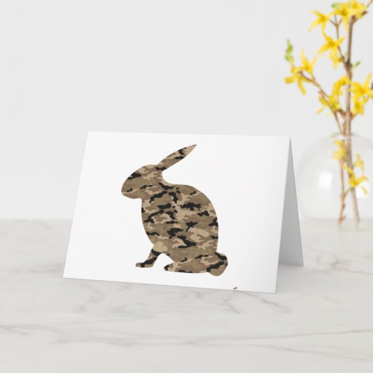 Camouflage Rabbit Silhouette Kaart (Gele Bloem)