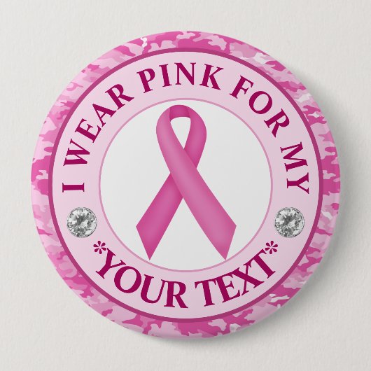 Camouflage Ribbon Breast Cancer Awareness Design Ronde Button 4,0 Cm (Voorkant)