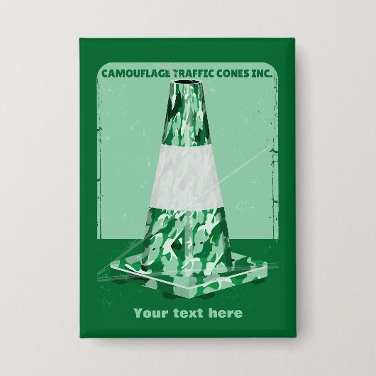 Camouflage rode kegel grappig verkeer kegel button (Voorkant)