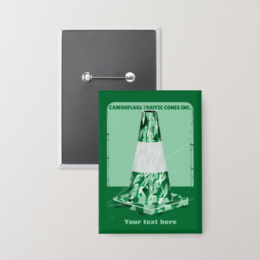 Camouflage rode kegel grappig verkeer kegel button (Voorkant / Achterkant)