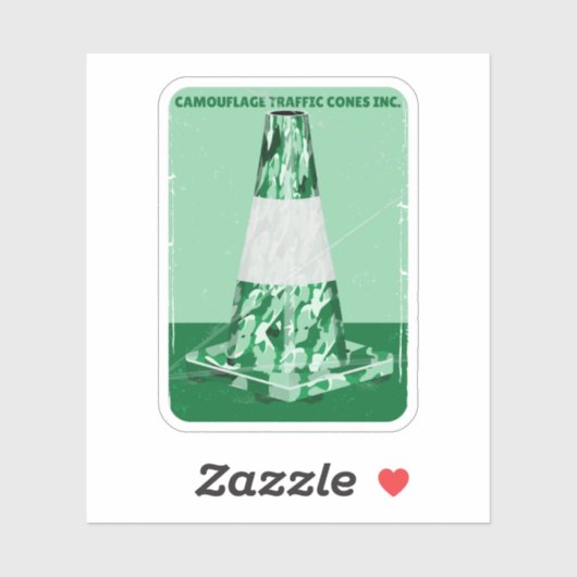 Camouflage rode kegel grappig verkeer kegel sticker (Vel)