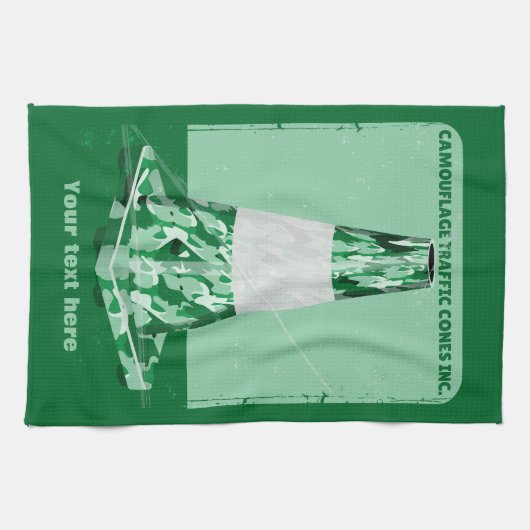 Camouflage rode kegel grappig verkeer kegel theedoek (Horizontaal)