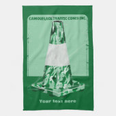 Camouflage rode kegel grappig verkeer kegel theedoek (Verticaal)